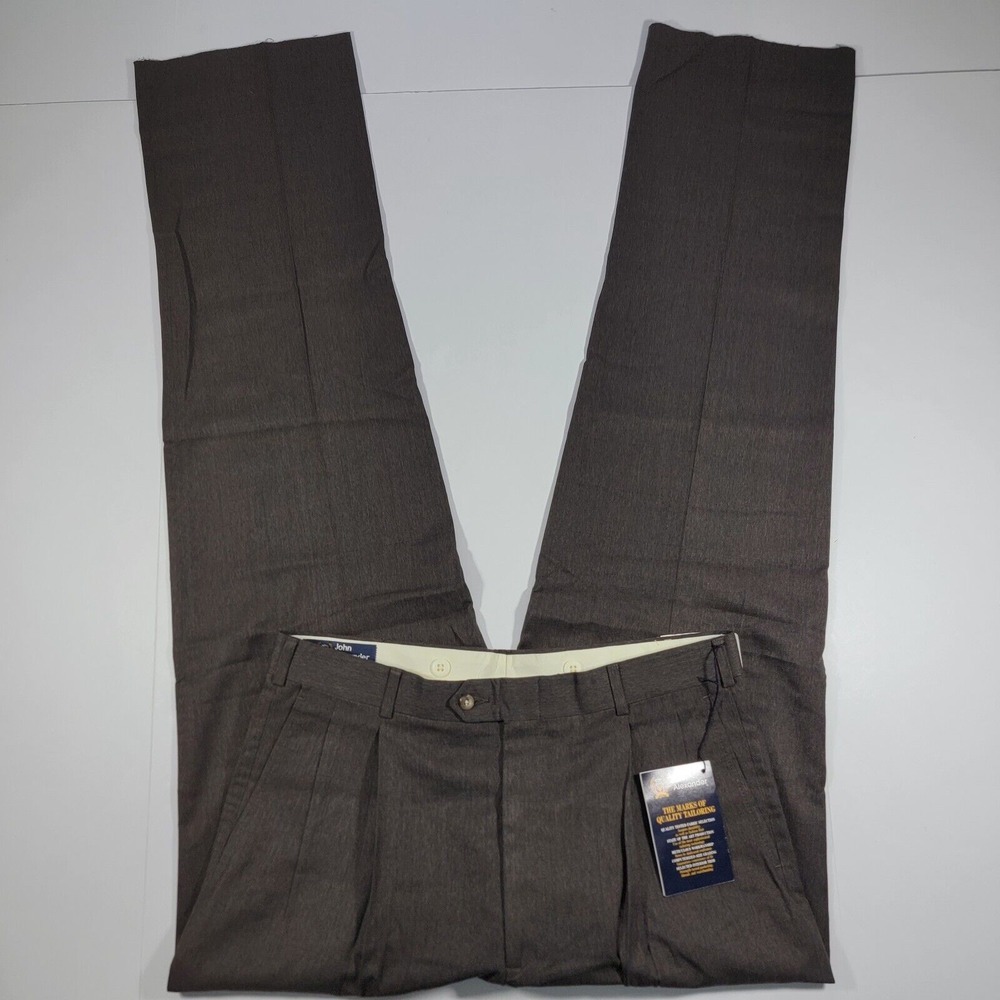 VTG John Alexander Men's Dress Pant DEVON A-50B Brown Poly blend 34L Unfinsished